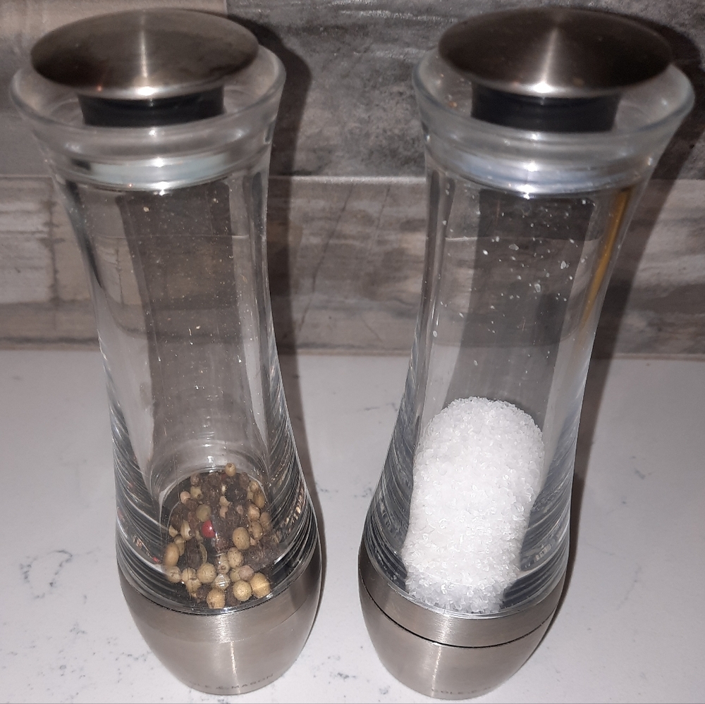 Cole & Mason Stainless Steel Acrylic Salt and Pepper Grinder Set EUC - Picture 3 of 7